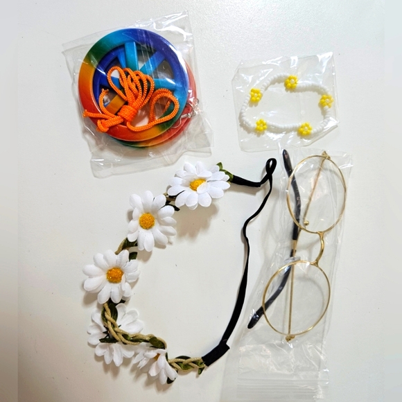 Halloween Batiyeer 6 Pcs Hippie Accessories Set - White - Picture 4 of 4